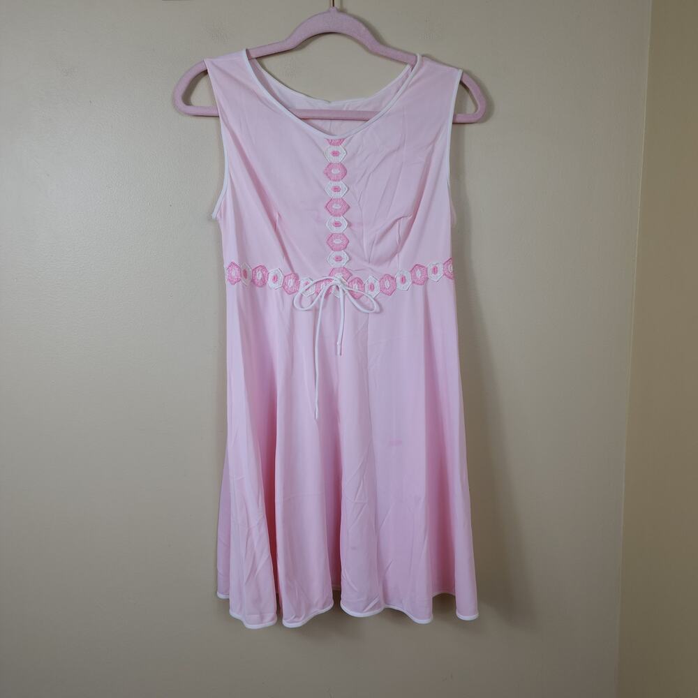 Vintage Lorraine Sleeveless Slip Dress Night Gown in Pink Size M